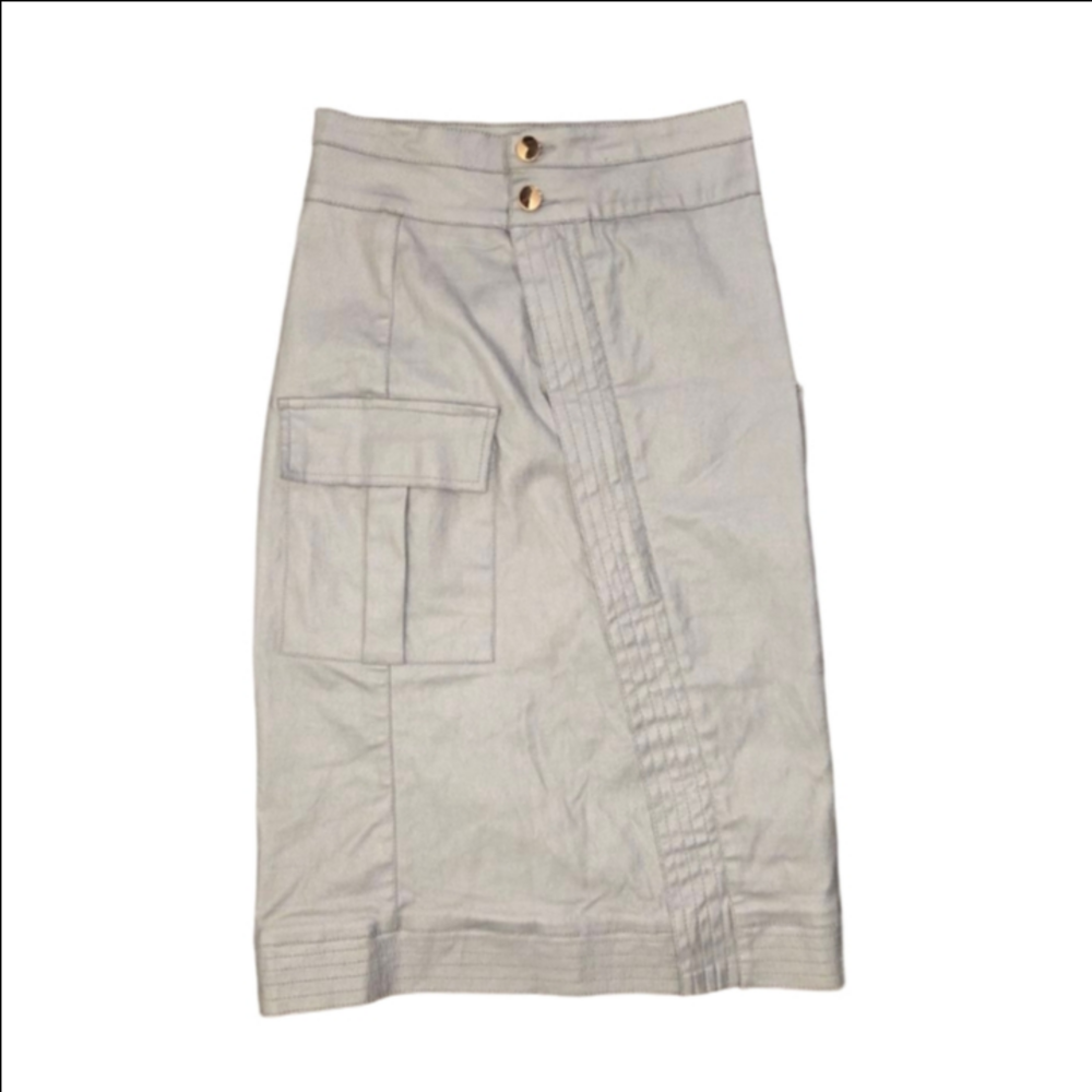 Muy Muy Silver Cargo Midi Skirt Size XS 24" waist